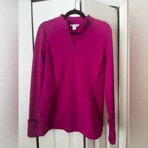 Athleta Women's Magenta Long Sleeve Top quarter zip pull over thumb holes medium